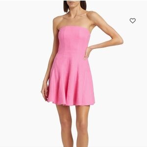 Milly Cameron Solid Linen Strapless Dress size 2 Pink Party Legally Blonde